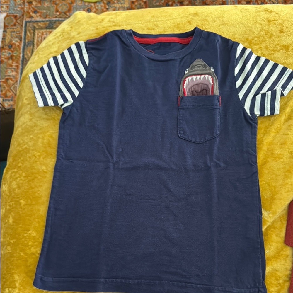 Mini Boden Blue and White Short Sleeve Tee